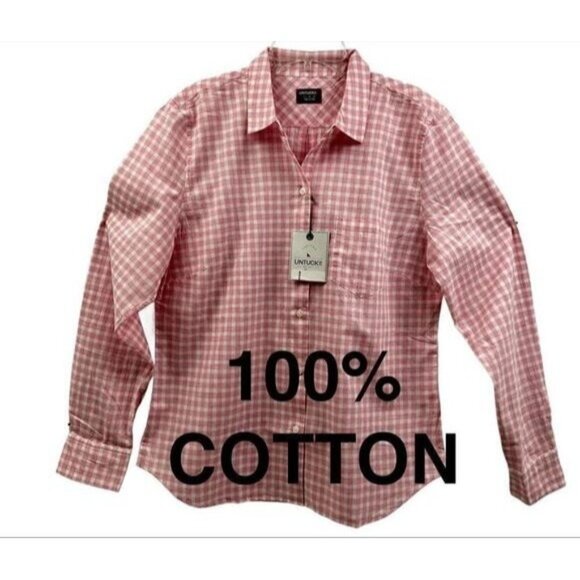 UNTUCKit “Calina” Women’s Button Down Shirt Pink/White Gingham Sz 16 - Picture 1 of 2